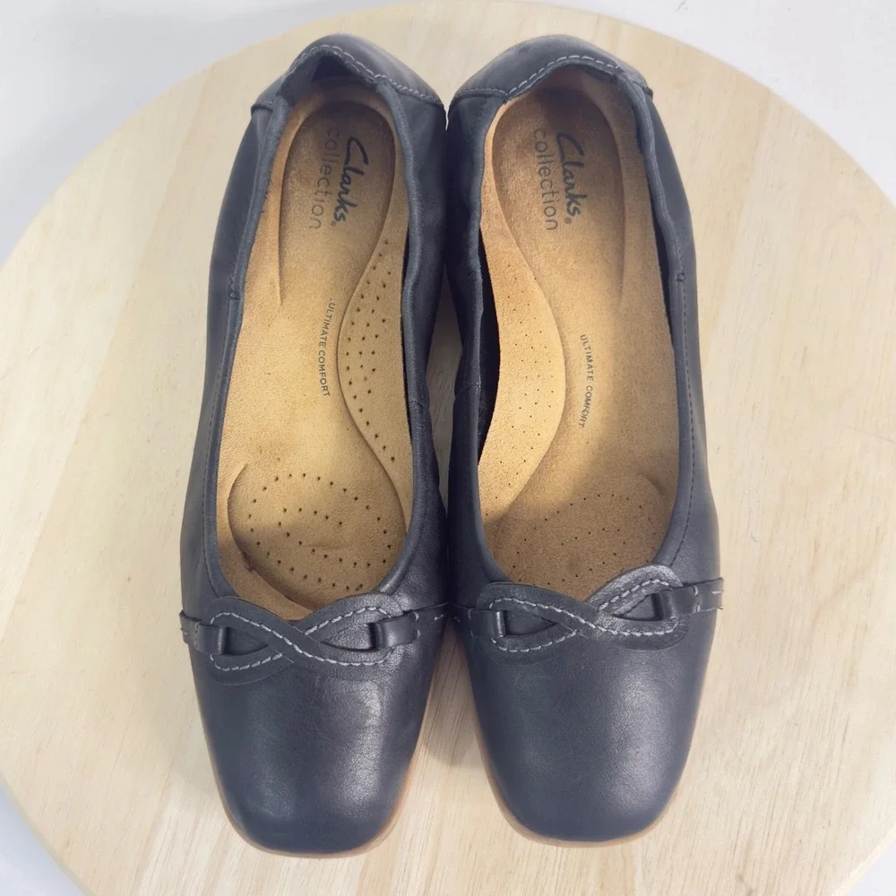 Clarks Collection Women's Shoes Blue Leather Mary Jane Flats Size 10M‎